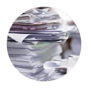 large overwhelming stack of papers